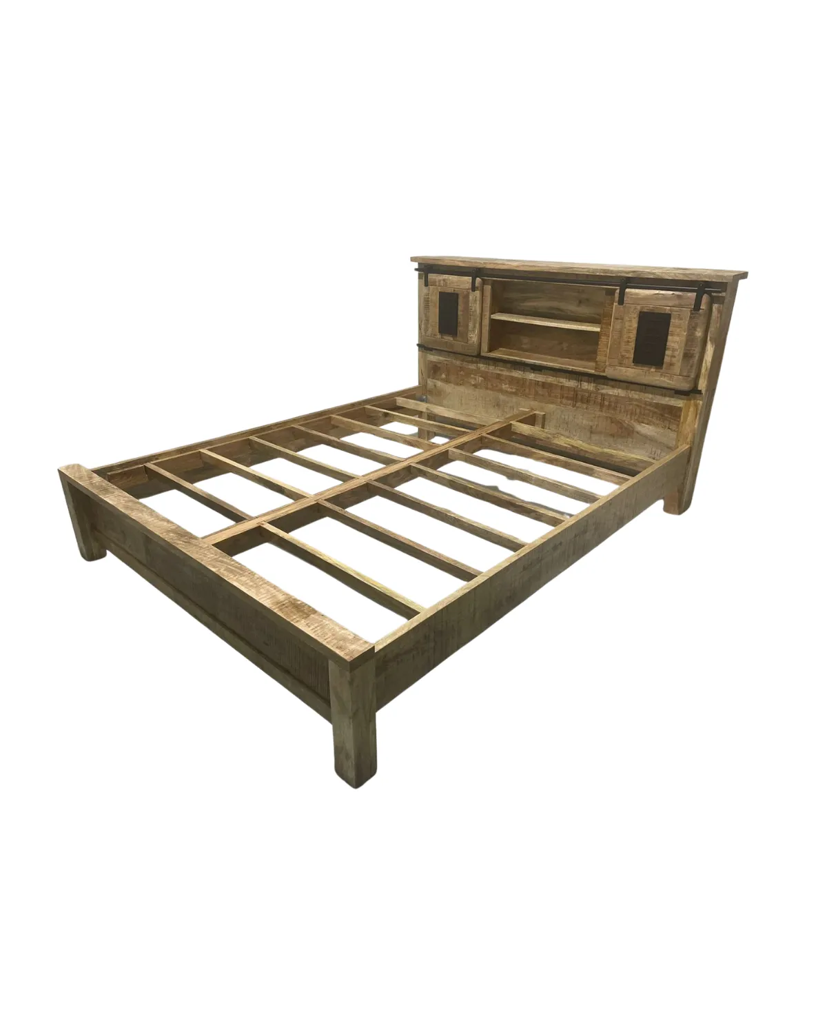 MSC-86 Rustic Wooden Storage Bed with Headboard - Image 1