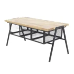 Industrial Wooden Coffee Table with Mesh Storage