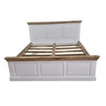 Classic White Panel Bed with Wooden Accents