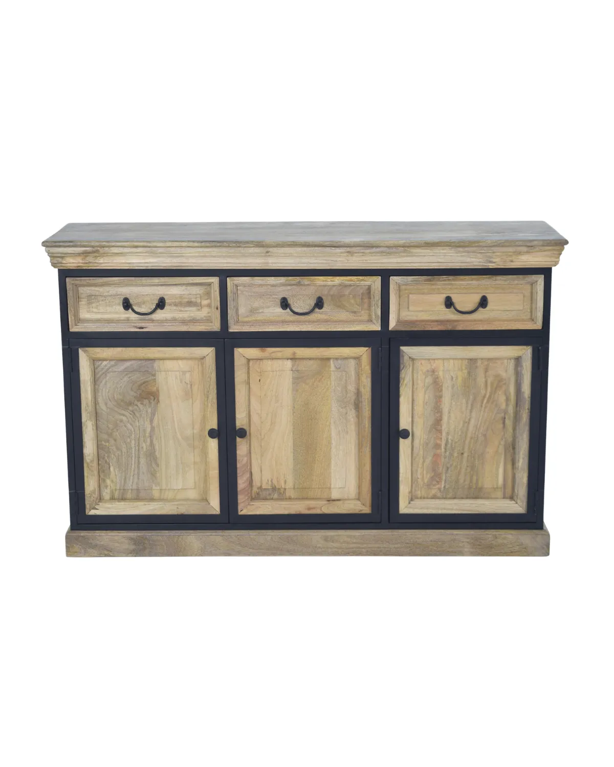Sideboards-1 Rustic Glass-Front Industrial Sideboard - Image 1