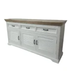 White Louvered Coastal Sideboard