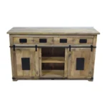 Handcrafted Geometric Wood Sideboard