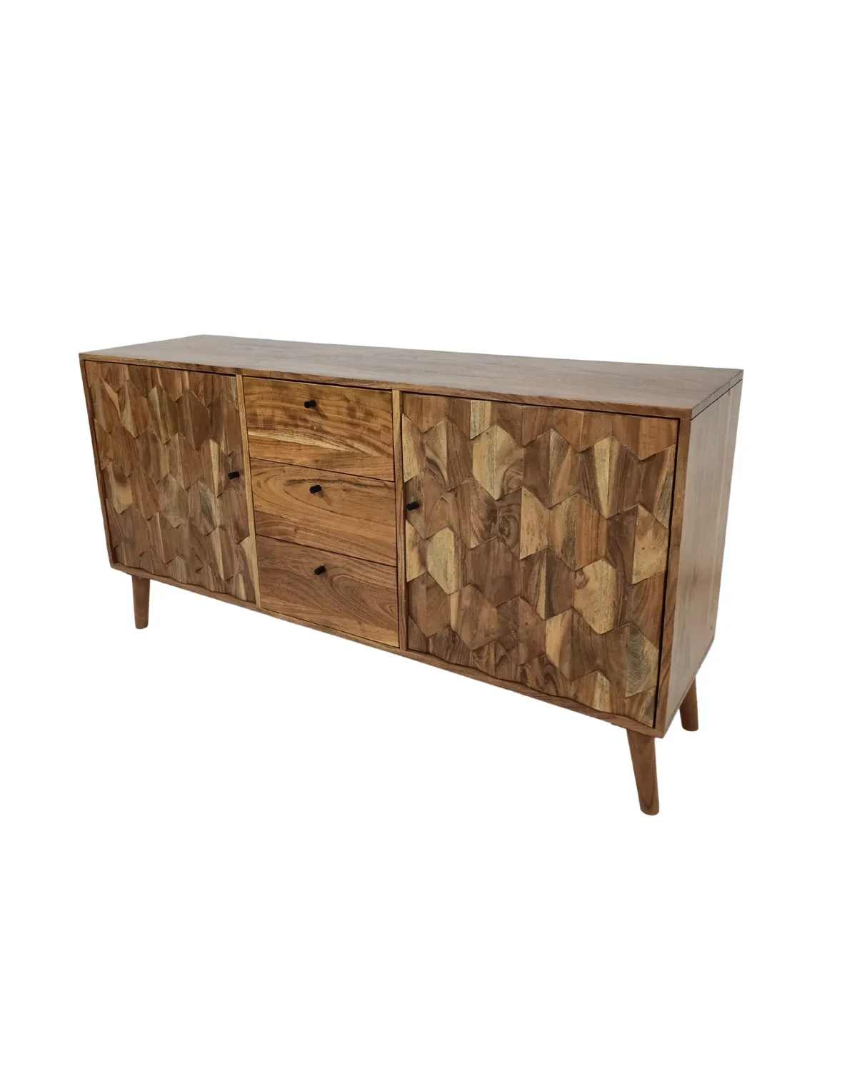 Sideboards -4 Rustic Industrial Glass Display Sideboard - Image 1