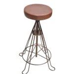 Industrial Tripod Leather Swivel Bar Stool