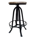 Classic Industrial Adjustable Wooden Stool