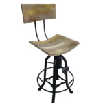 Vintage Leather Industrial Swivel Stool