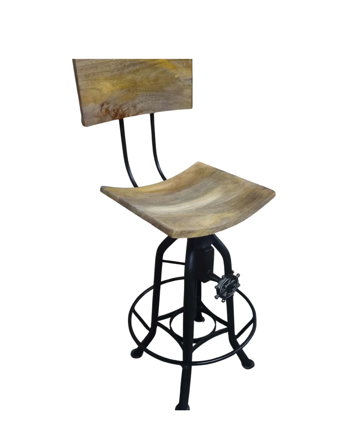Stool -14 Vintage Leather Industrial Swivel Stool - Image 1
