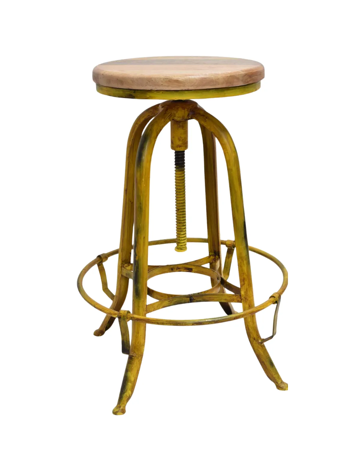 Stool -16 Industrial Pedal Base Leather Stool - Image 1
