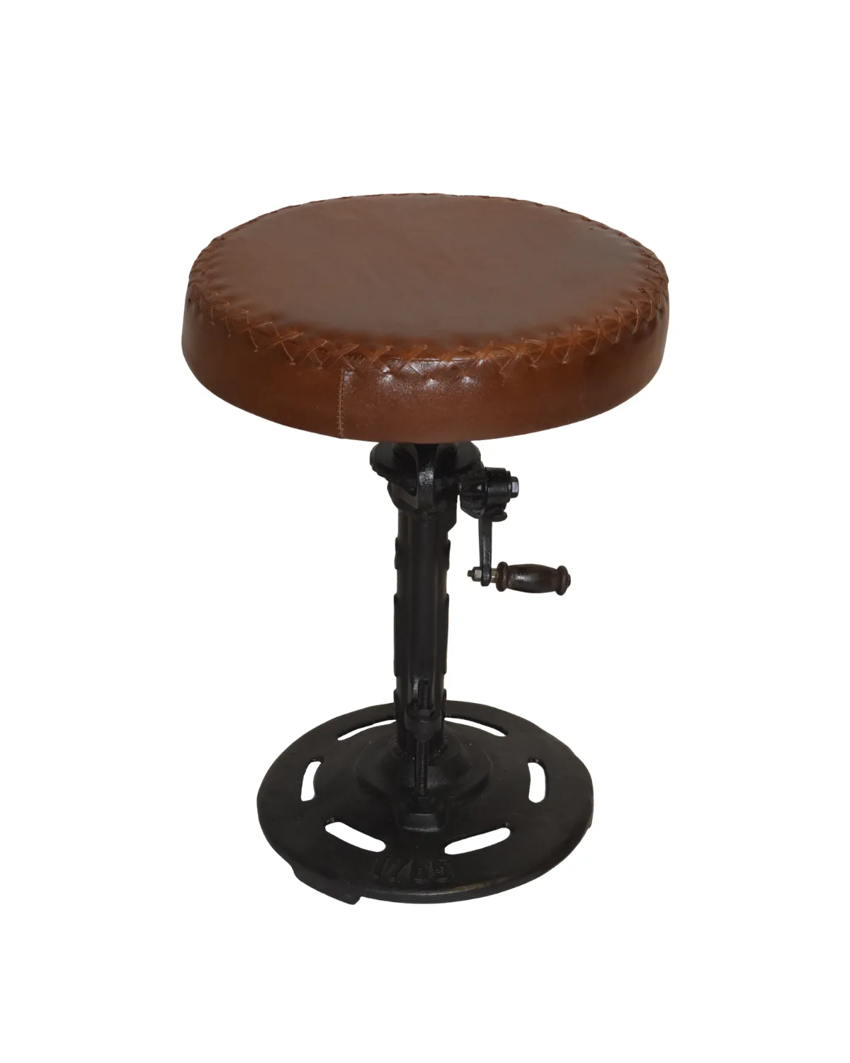 Stool -2 Vintage Leather Crank Stool - Image 1