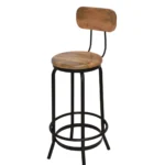 Rustic Oak Backrest Bar Stool