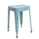 Powder Blue Distressed Industrial Stool