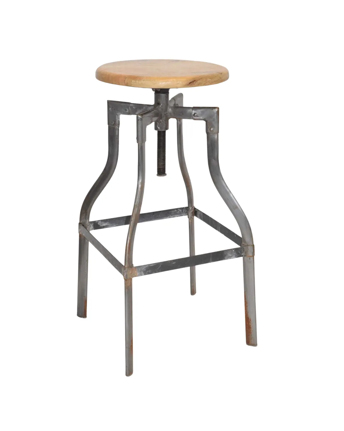 Stool -34 Raw Steel Adjustable Workshop Stool - Image 1