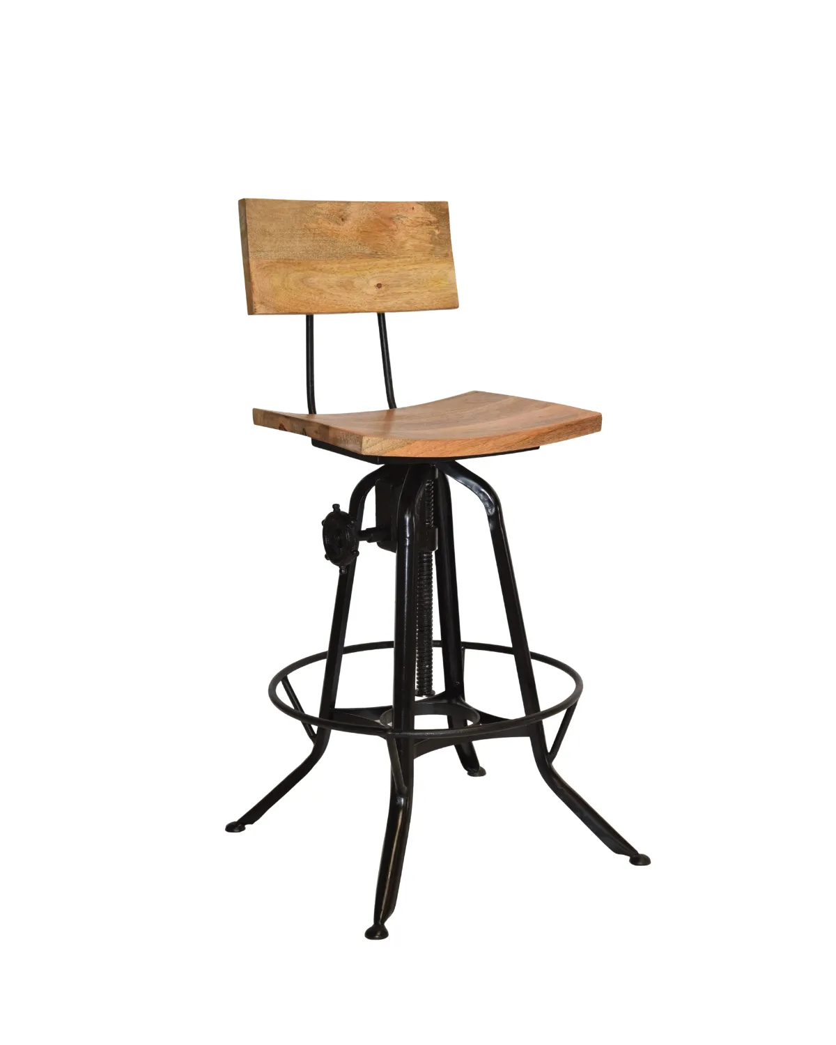 Stool -36 Heritage Wooden Backrest Adjustable Stool - Image 1