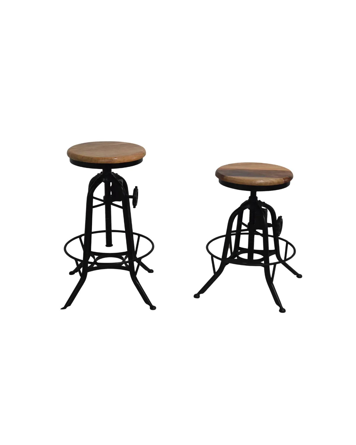 Stool -37 Rustic Twin Industrial Adjustable Stools - Image 1