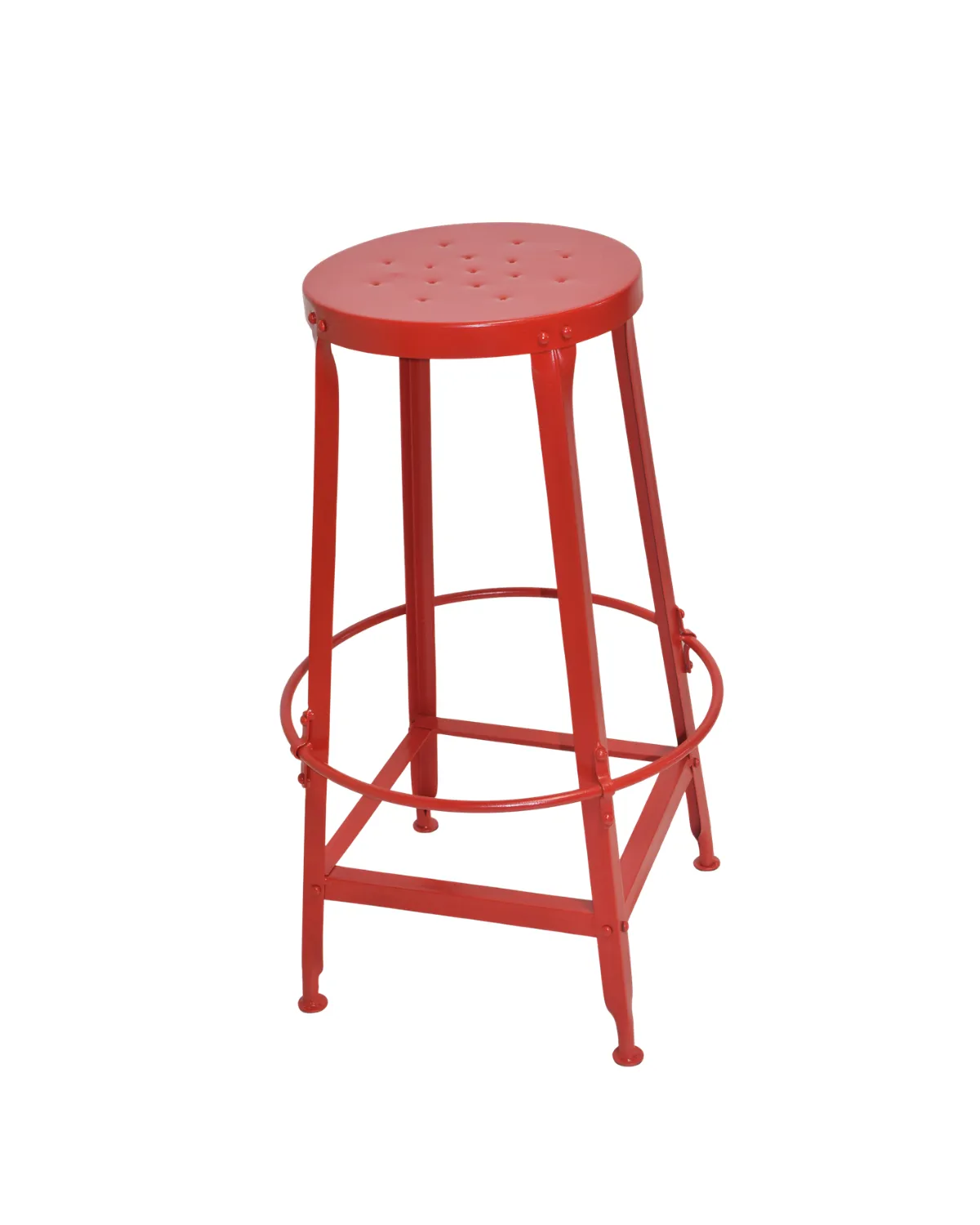 Stool -38 Retro Red Industrial Bar Stool - Image 1