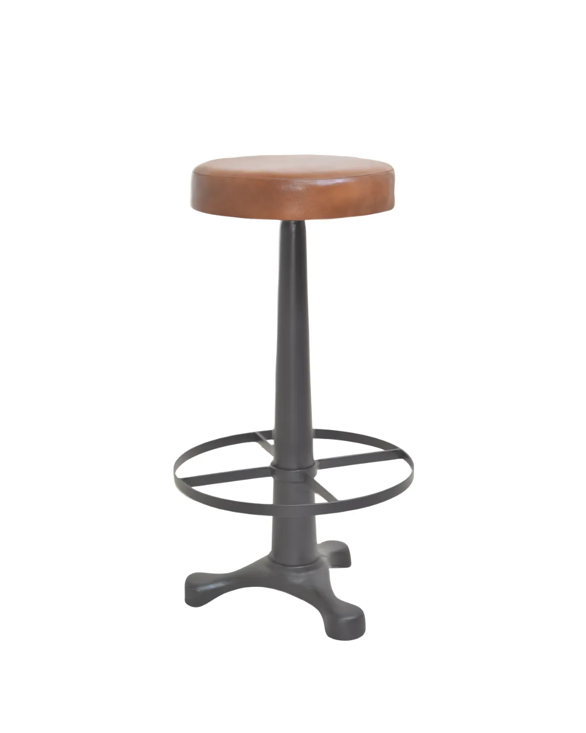 Stool -43 Minimalist Brown Industrial Counter Stool - Image 1