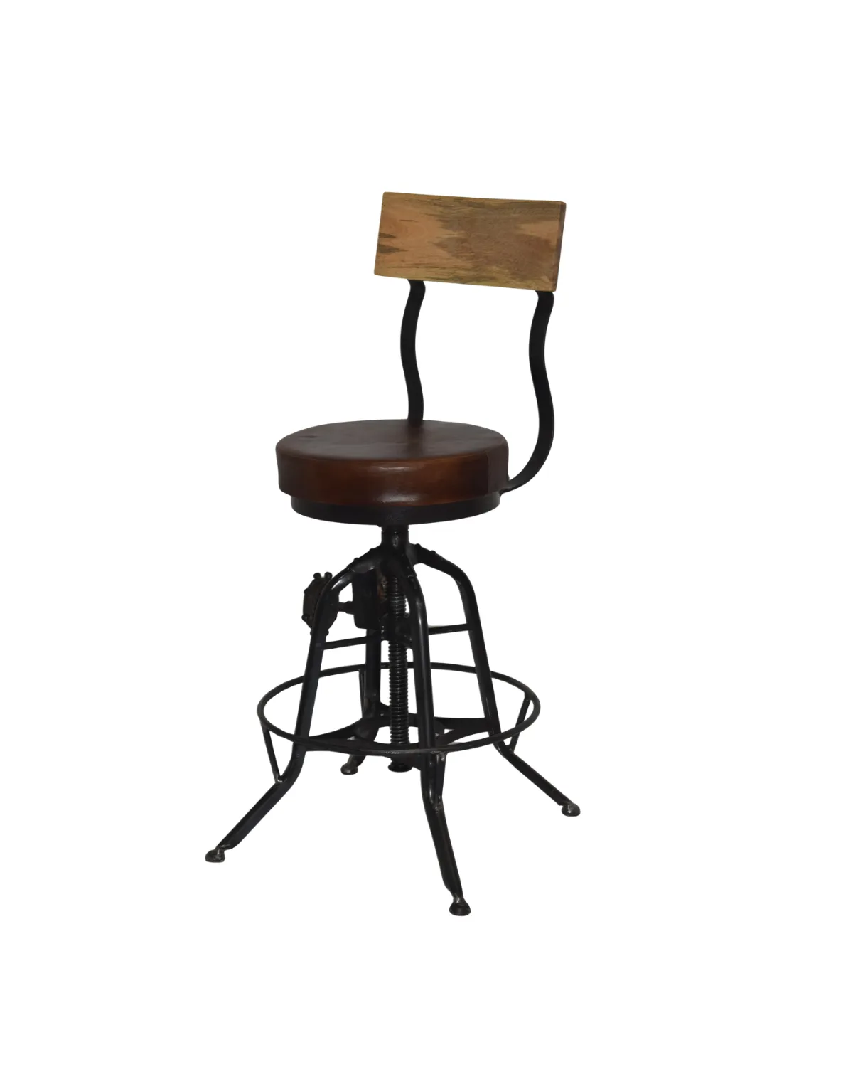 Stool -46 Vintage Workshop Backrest Stool - Image 1