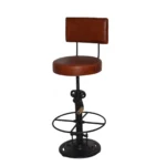 Vintage Leather Backrest Adjustable Stool