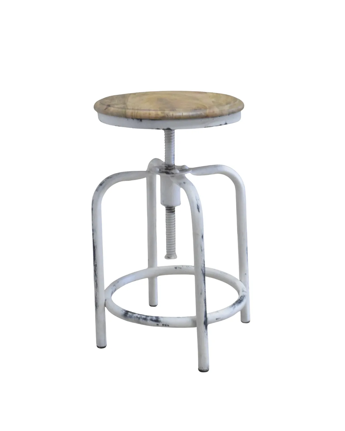 Stool -7 Vintage White Adjustable Stool - Image 1