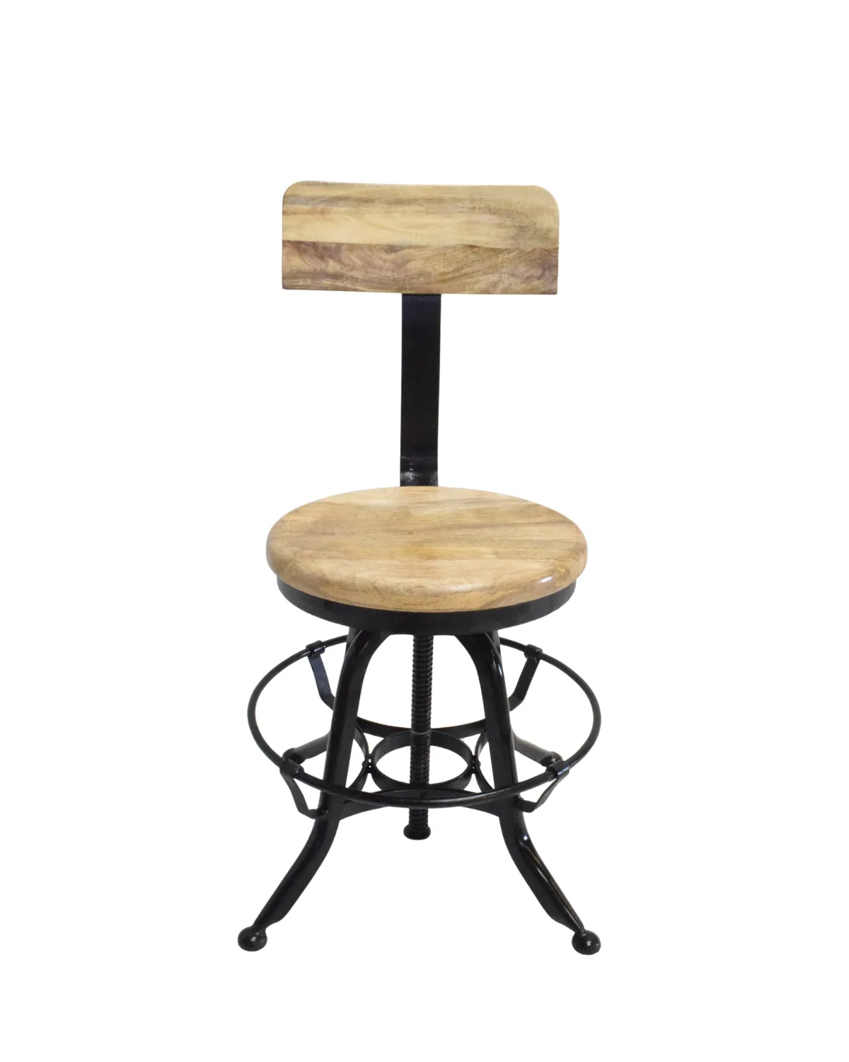 Stool -9 Industrial Wood Backrest Chair - Image 1