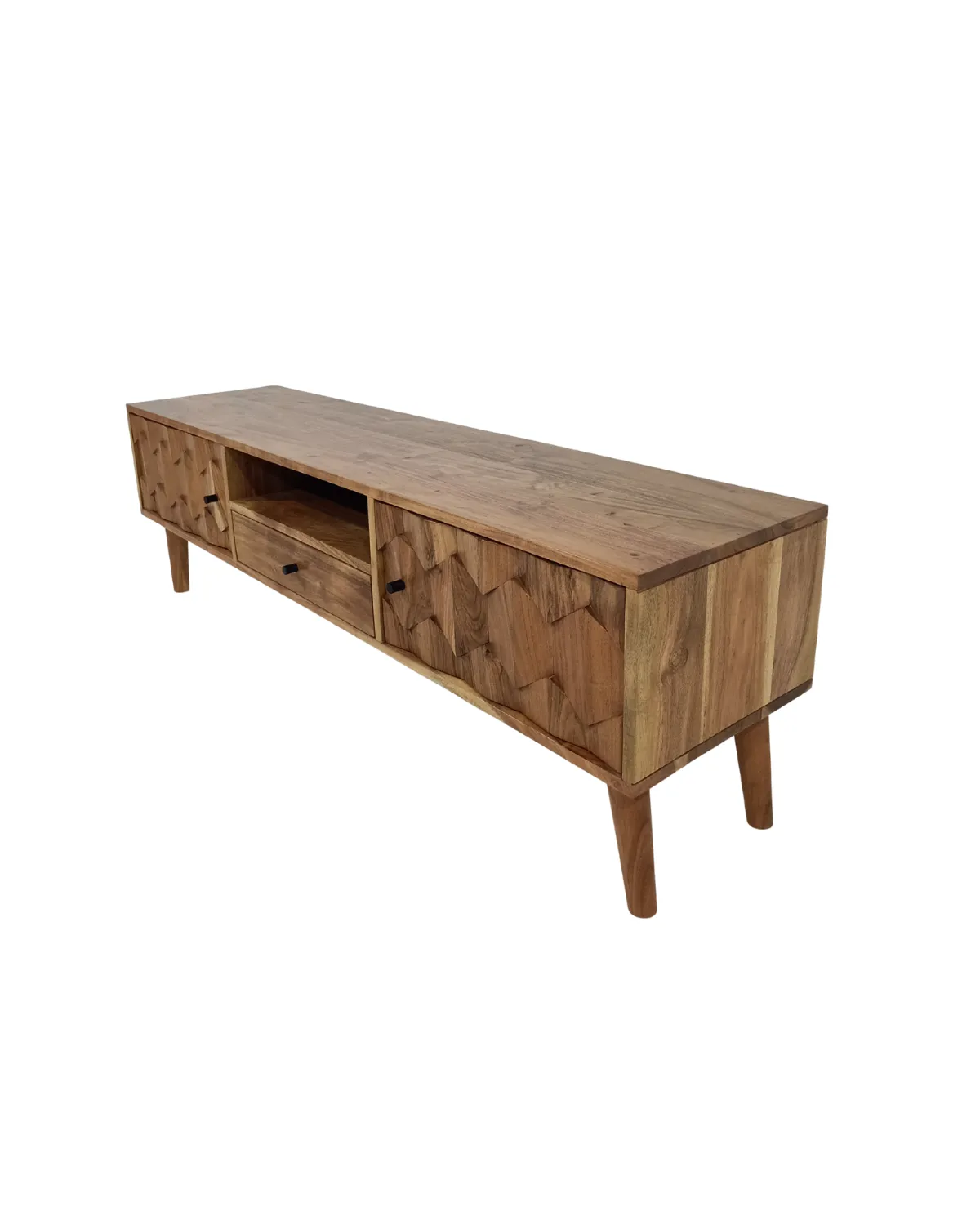 TVC-04 Artisan Carved Wood TV Console - Image 1