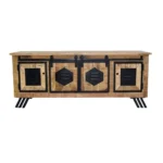 Geometric Industrial Sliding Media Console
