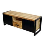 Modern Industrial Wood & Metal Media Unit