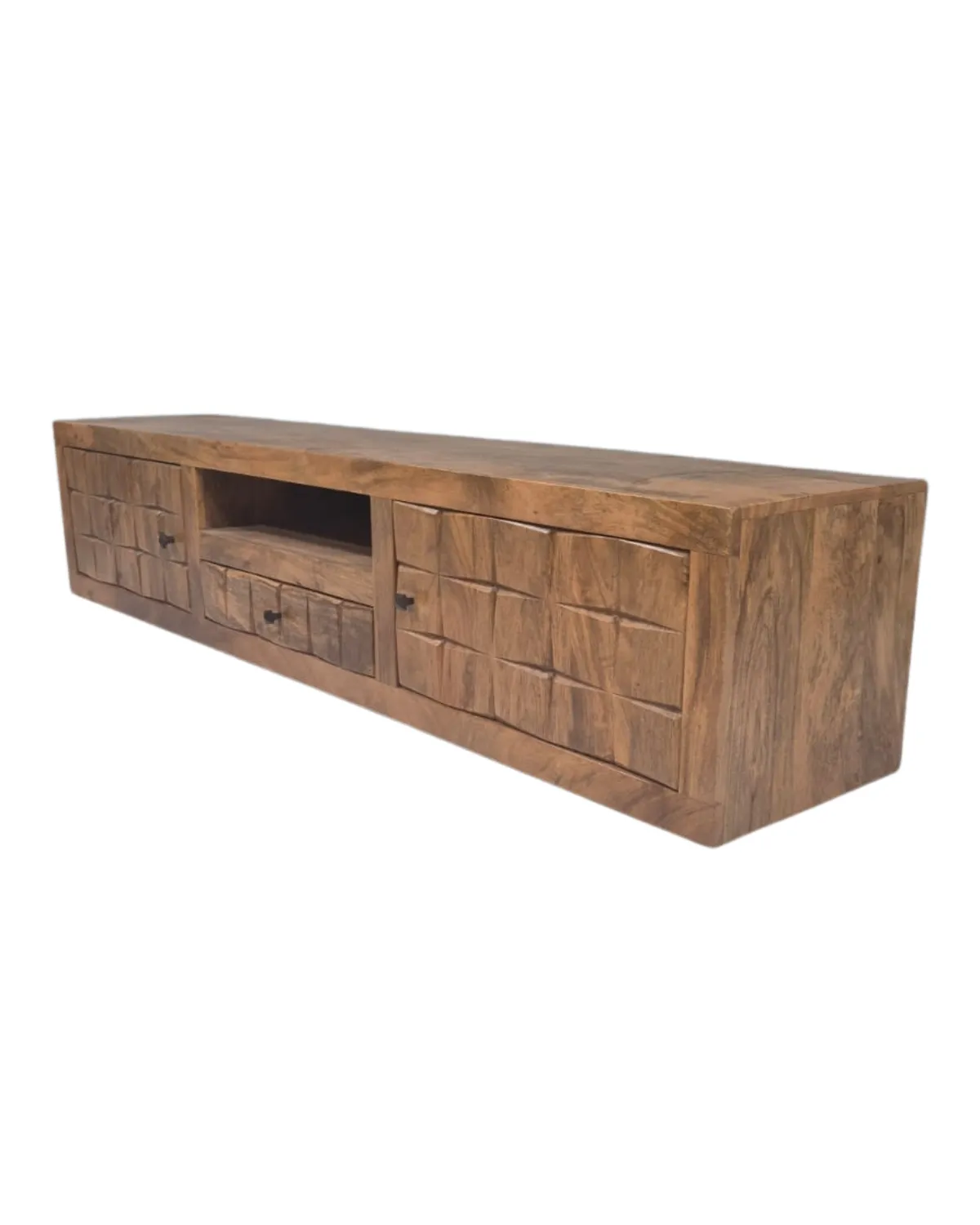 TVC-33 Carved Panel Rustic TV Console - Image 1