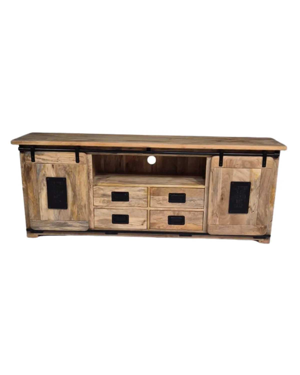 TVC-38 Textured Wooden TV Console with Storage - Image 1