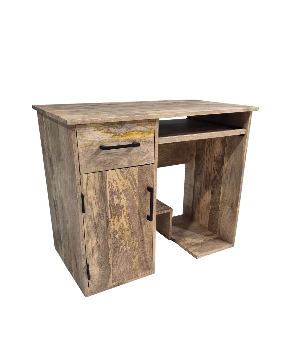 Table-10 Rustic Wooden Storage Writing Desk with Drawer & Cabinet - Image 1