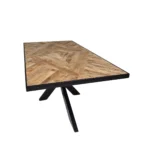 Contemporary Geometric Wood & Metal Dining Table