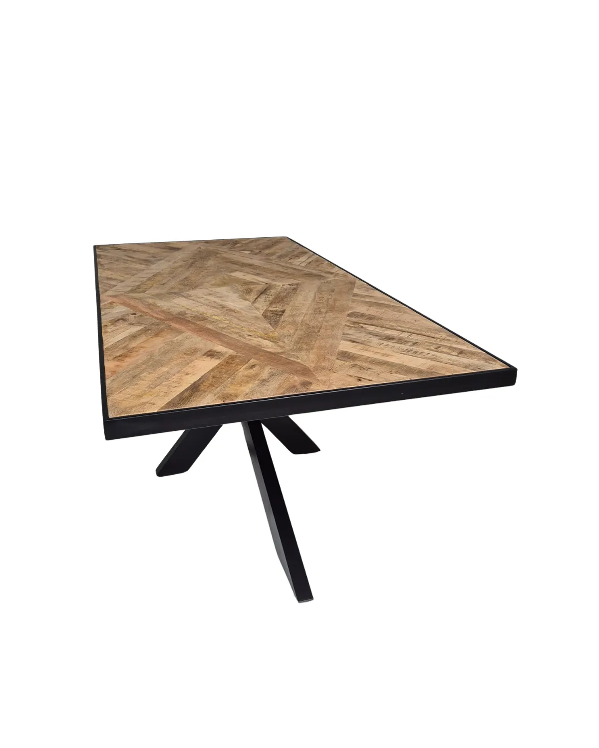 Table-12 Contemporary Geometric Wood & Metal Dining Table - Image 1