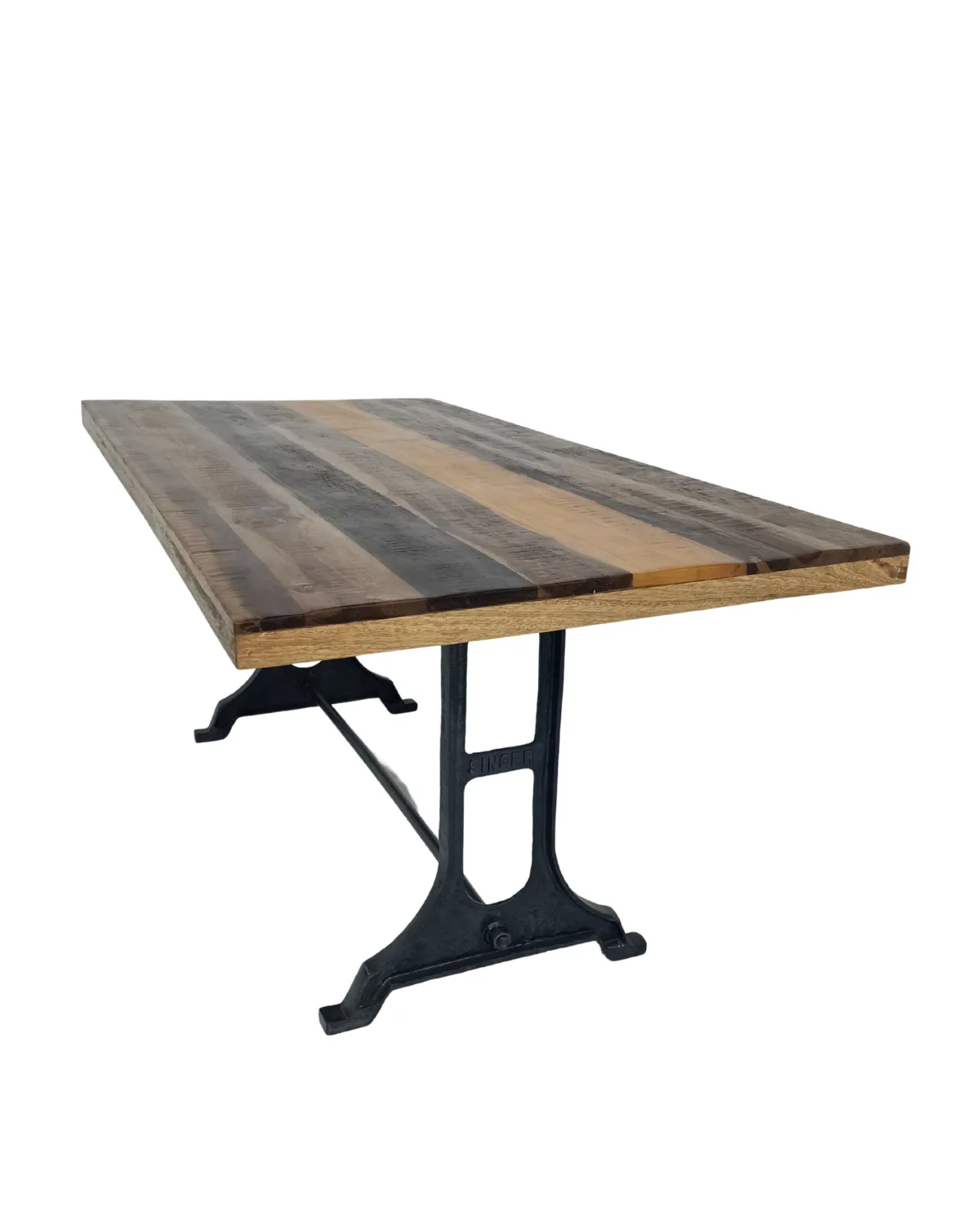 Table-15 Industrial Reclaimed Wood Trestle Dining Table - Image 1