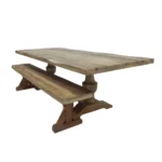 Rustic Heritage Wooden Dining Table with Bench