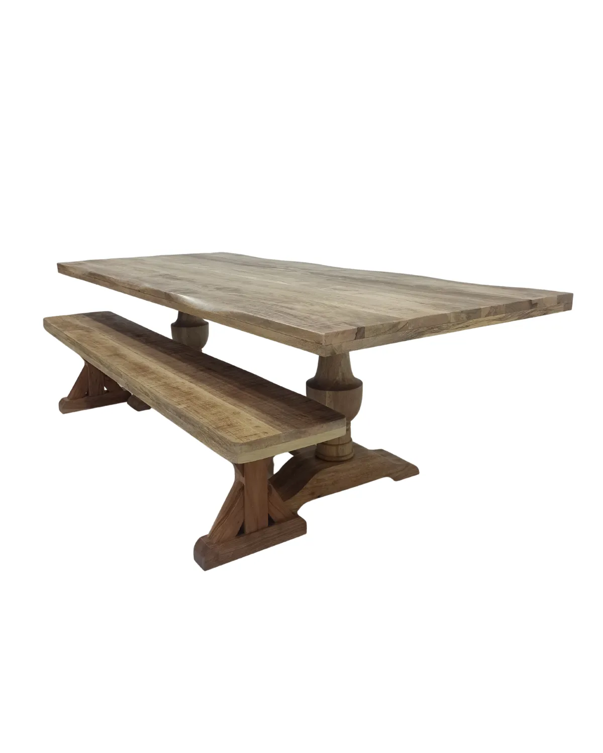 Table-17 Rustic Heritage Wooden Dining Table with Bench - Image 1
