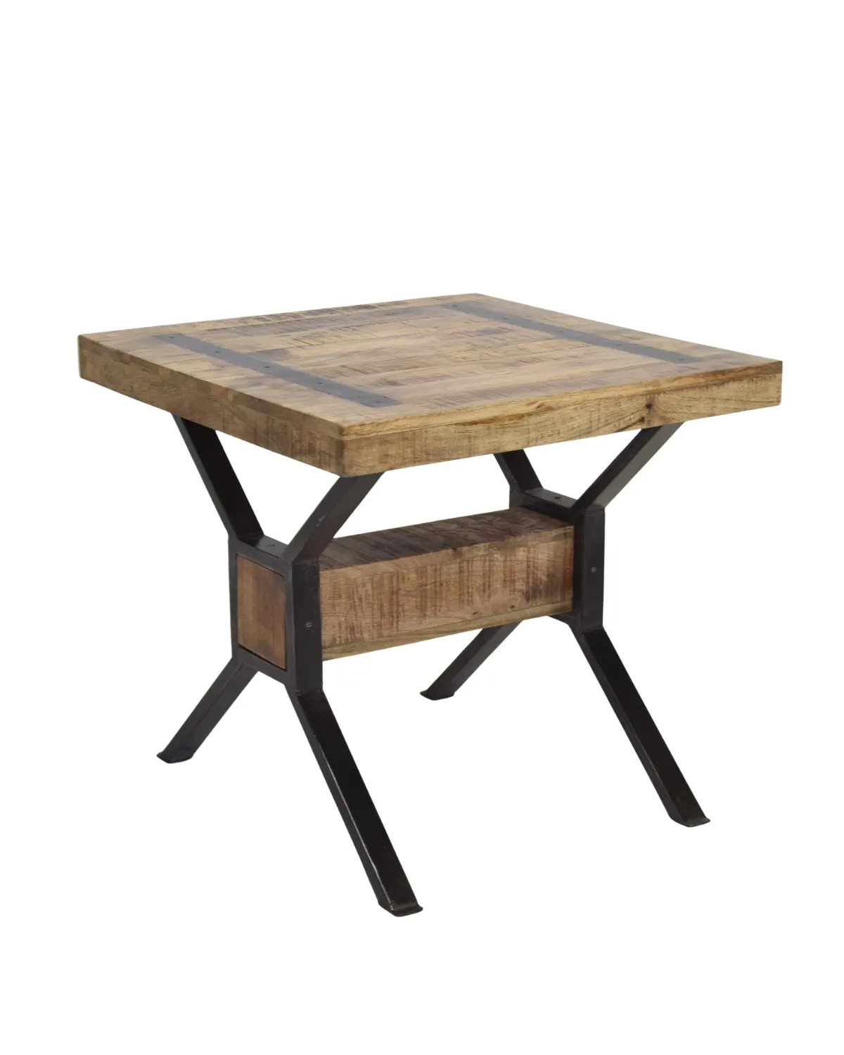 Table-2 Rustic Industrial Wooden Table with Metal X-Frame - Image 1
