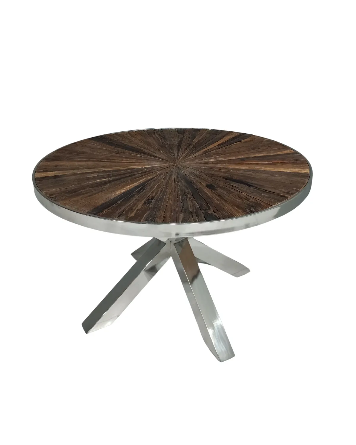 Table-23 Rustic Round Reclaimed Wood Dining Table - Image 1