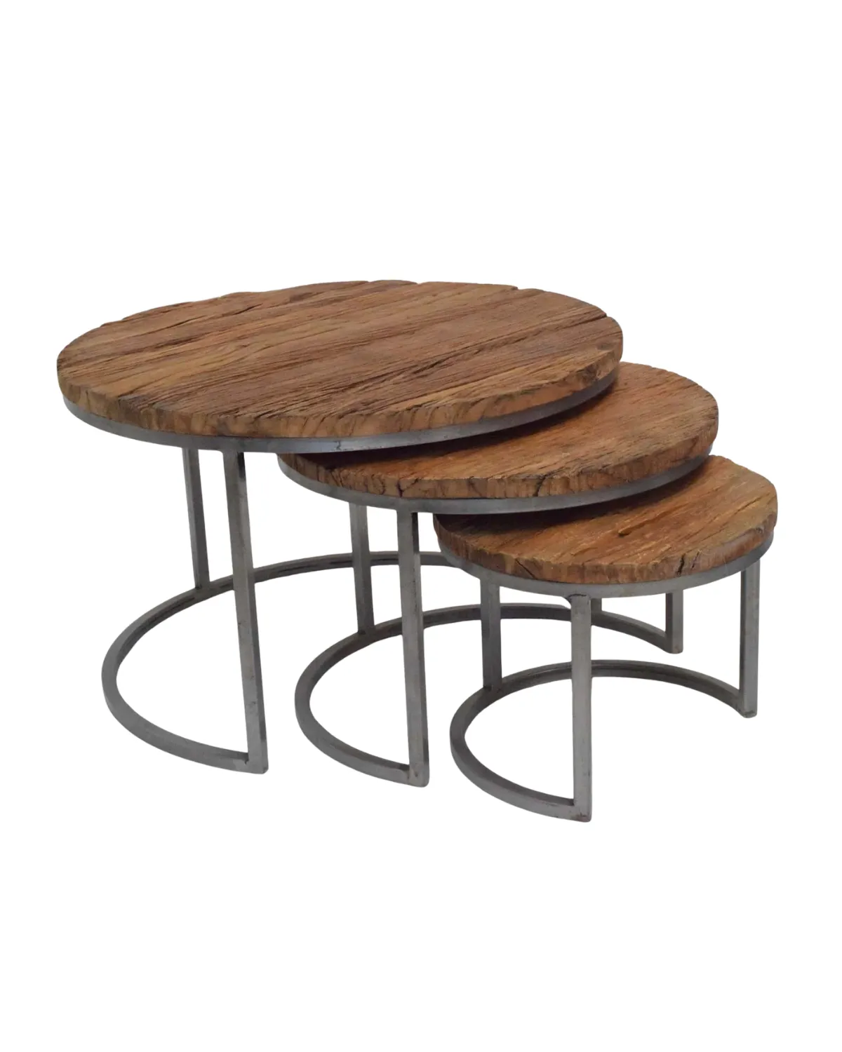 Table-24 Rustic Reclaimed Wood Nesting Table Set - Image 1