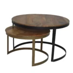 Rustic Round Nesting Coffee Table Set