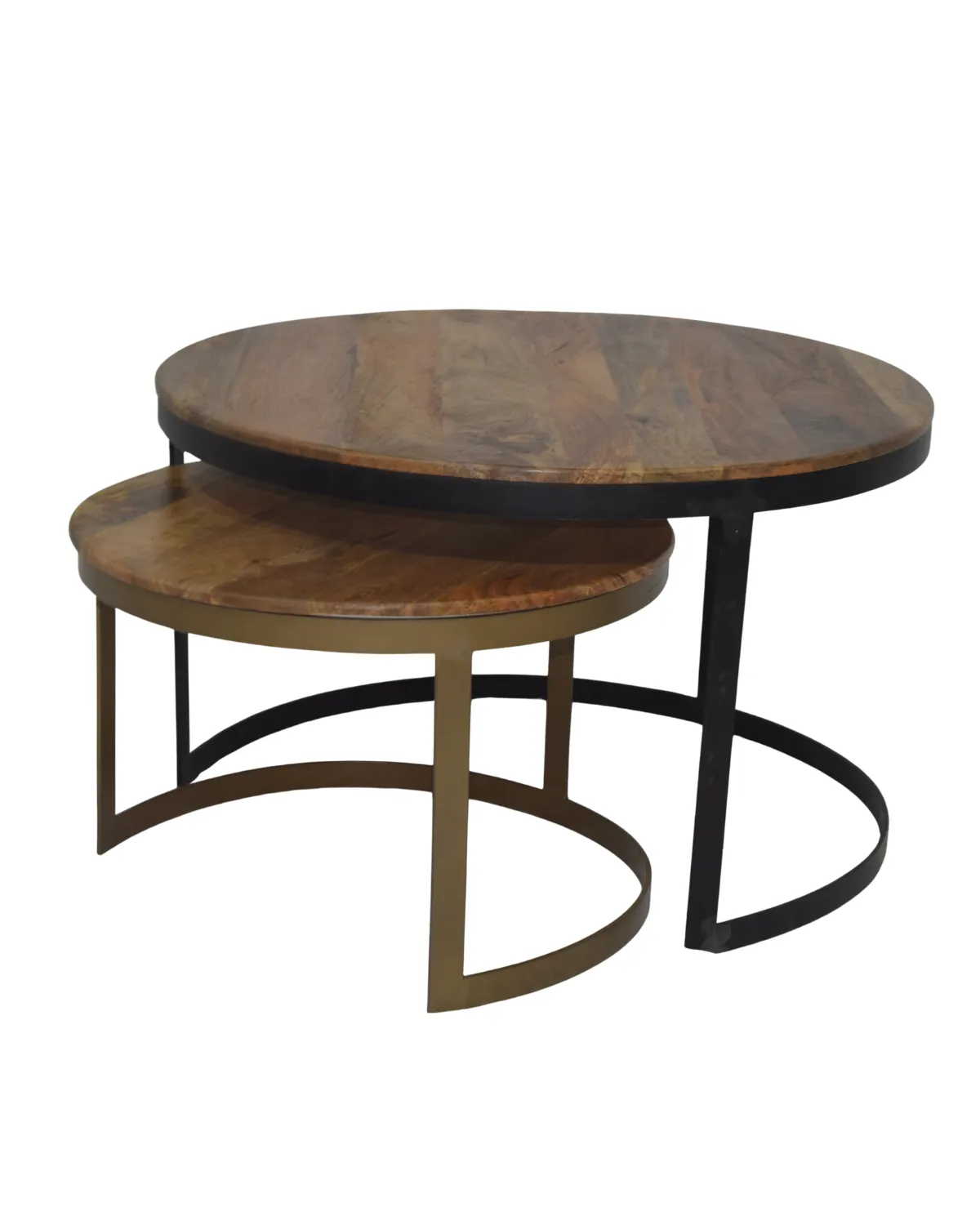 Table-27 Rustic Round Nesting Coffee Table Set - Image 1