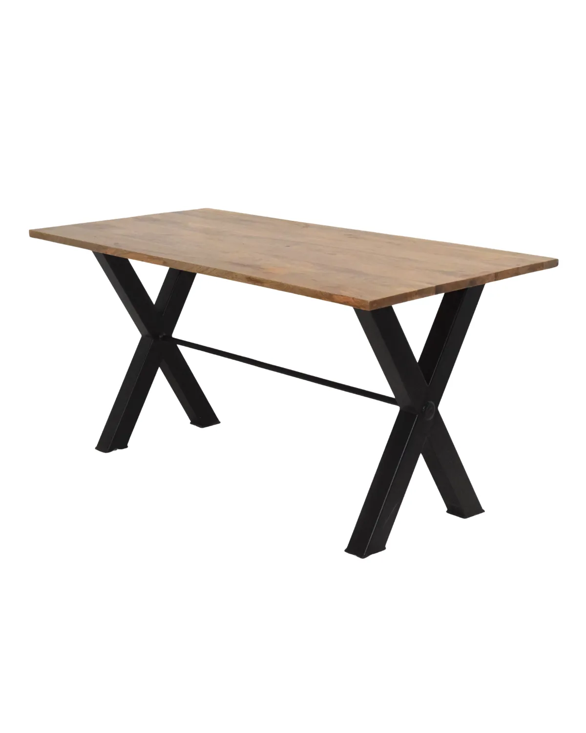 Table-28 Industrial X-Leg Wooden Dining Table - Image 1