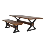 Industrial Wooden Dining Table & Bench Set