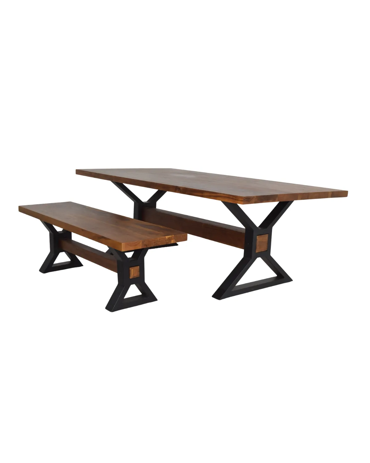 Table-29 Industrial Wooden Dining Table & Bench Set - Image 1