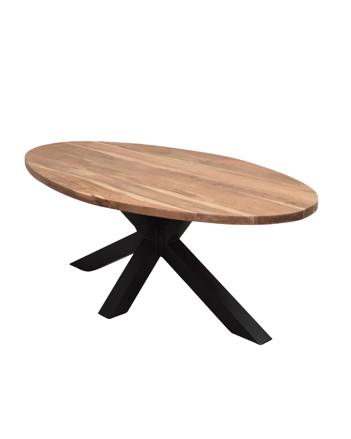 Table-32 Rustic Oval Wood Dining Table with Cross Base - Image 1