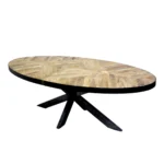 Industrial Patchwork Wood Oval Dining Table