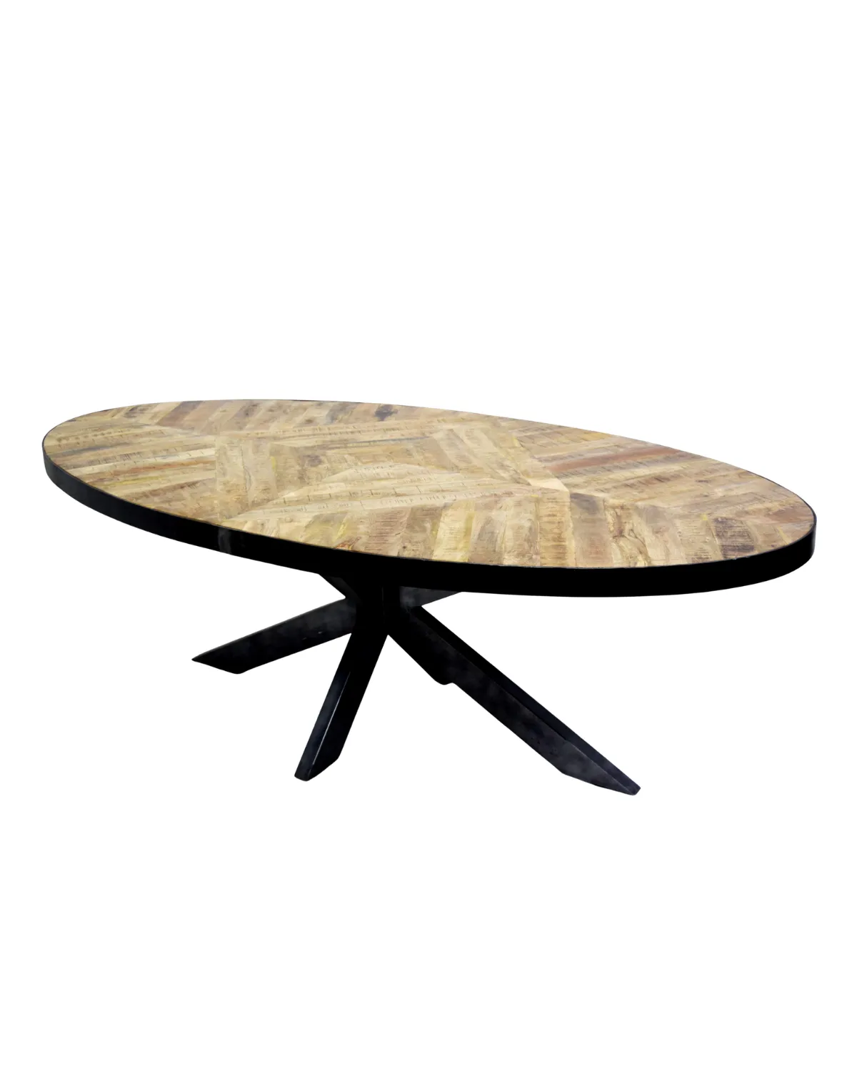 Table-33 Industrial Patchwork Wood Oval Dining Table - Image 1