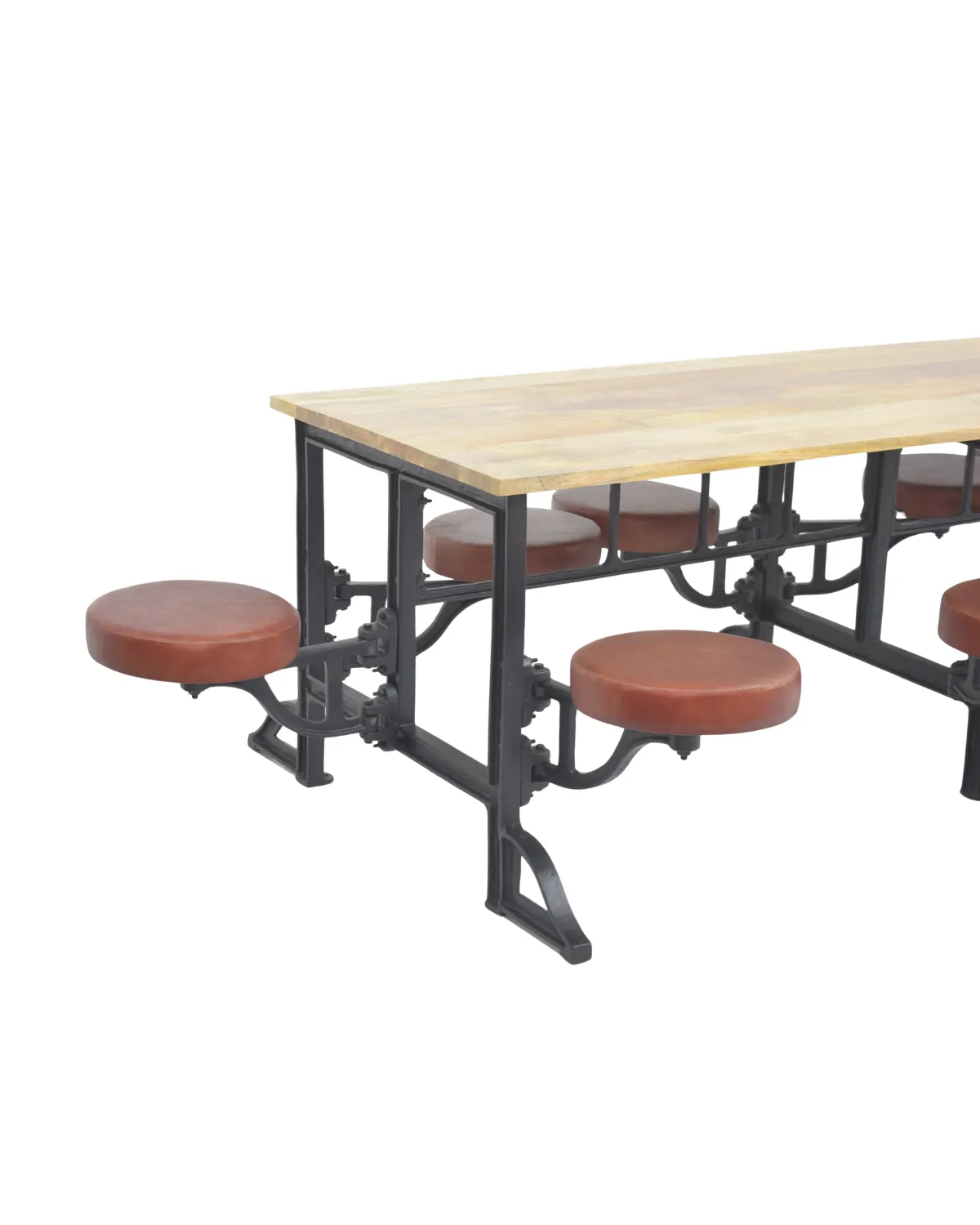 Table-34 Industrial Wood Picnic Table with Integrated Stools - Image 1