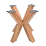 Natural Wood X-Base Dining Table