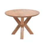 Rustic Round Wood Dining Table with Geometric Base