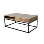 Rustic Industrial Wood Coffee Table with Drawer